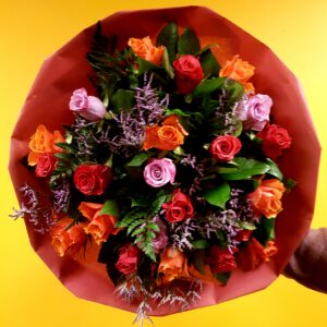 Boeket Rozen Gemixt Warme Kleuren Groot