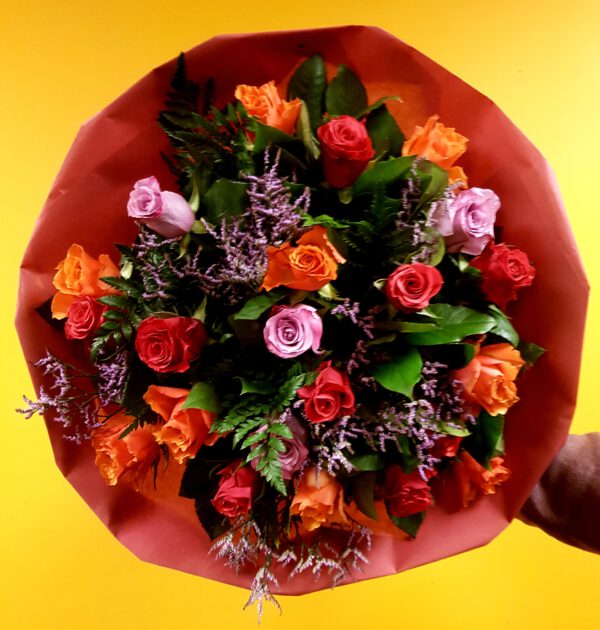 Boeket Rozen Gemixt Warme Kleuren Groot